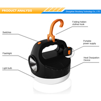 Consommation d'énergie d'urgence du système d'éclairage solaire multifonctionnel portable, lampes solaires de camping LED