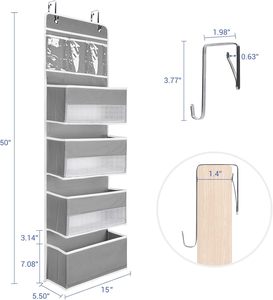2 in 1 Wall Mount Over Door Hanging Organizer Storage 6-shelf Closet Over the Door Organizer - Product Image 3