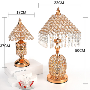 Lámpara de mesa de cristal moderna y brillante, estilo europeo, ideas de regalo de boda de lujo, lámpara de dormitorio dulce, decoración del <span class=keywords><strong>hogar</strong></span>, lámpara dorada - Product Image 5