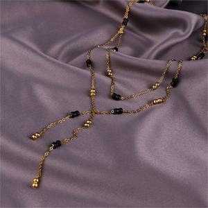 2 capas de encaje Beanie collar bolas con cuentas apiladas Acero inoxidable europeo y americano 18K chapado en oro gargantilla joyería - Product Image 5