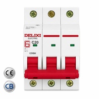 Disjoncteur miniature DELIXI CDB6i MCB 3P C20 6kA 10kA 400V Protection contre les surcharges et les courts-circuits Norme IEC En stock