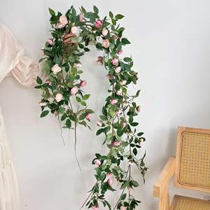 Artificielle Rose Vigne Décor Faux Fleur Vignes pour Chaise Emballage Climatiseur Chauffage Tuyau Couverture En Plastique Fleurs Guirlandes - Product Image 2