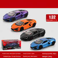 Modelo de Superauto Galaxy Glitter de Aleación Fundida a Presión a Escala 1/32 con Puertas de Tijera, Capó Abrible, Alerón Ajustable y Sonido y Luz