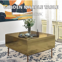 Ensemble de table basse en marbre moderne nordique en métal doré simple avec un design de luxe créatif pour le salon de la maison