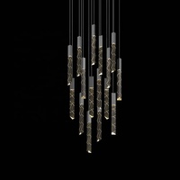 Glaçon Style Long Cristal De Luxe Cluster Pendentif Lumière Hall de L'hôtel Villa Escalier Led Lustre Lumière