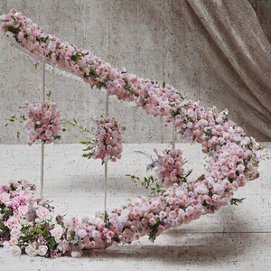 EG-M065 Nuevo Diseño de Decoración para Escenario de Boda, Arco Ajustable de Hierro y Seda, Fondo de Flores de Rosas Blancas y Rosas - Product Image 3