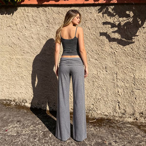 Conjunto Casual de Dos Piezas para Mujer, Estilo Urbano, Top sin Mangas a Rayas + Pantalones Holgados de Pierna Recta, Ropa Deportiva para Yoga - Product Image 6