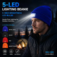 Berretto LED con 5 Luci, Cappello Invernale in Acrilico Lavorato a Maglia con Lampada Frontale Integrata, Unisex, Caldo, per Campeggio, Corsa, Passeggiate e Sport all'Aperto