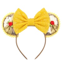 Ziming noël or souris oreilles bandeau pour filles Rose fleur Sequin arc bandeau Festival fête Cosplay bricolage cheveux accessoires