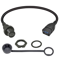 Étanche USB 3.0 à USB C femelle câble montage sur panneau prise filetage câble d'extension avec couvercle