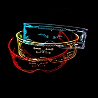 Nouvelles lunettes rectangulaires en acrylique transparentes lumineuses à LED, design éco-responsable, style simple, emballage en boîte pour adultes, fête de Pâques