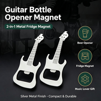 Décapsuleur publicitaire en métal en forme de guitare 3D avec logo personnalisé, aimant de réfrigérateur en acier inoxydable