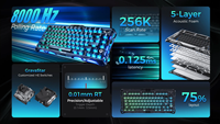 Teclado para juegos GravaStar Mercury V75 HE con interruptores magnéticos de efecto Hall, Rapid Trigger, 8K Polling, RGB ajustable, SOCD