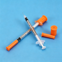 0.5ml 1ml Jarum Suntik Insulin Sekali Pakai dengan Tutup Oranye, Skala Presisi, Jarum 31G 32G 8mm