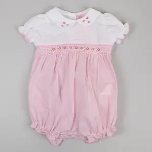 Groothandel Custom Vintage Handgemaakte Gesmokte Unisex Baby Boutique Borduurkleding