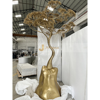 Sculpture d'arbre extérieure moderne en acier inoxydable 316 V97, finition polie, style européen, grande taille, art 3D doré, statue de jardin