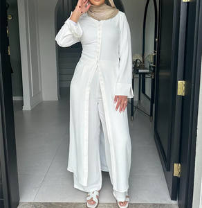 ชุดอาบายะห์แบบดูไบ ผ้าเครป 2 ชิ้น ปี 2025 สำหรับสวมใส่ในชีวิตประจำวัน เสื้อผ้าอิสลามสำหรับผู้หญิง ชุดกางเกงอาบายะห์ ชุดมุสลิม - Product Image 3