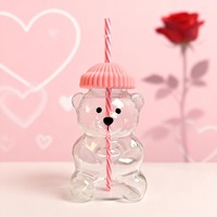 Gobelet en verre borosilicate à haute teneur en borosilicate avec paille, motif ours de Noël mignon, cadeau de Noël en verre, vente en gros