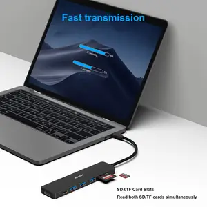 BENFEI USB C HUB مهايئ متعدد الموانئ 7 في 1 مع USB-C إلى HDMI 4K@30Hz SD/TF قارئ بطاقة/3*USB 3.0/60 وات توصيل طاقة