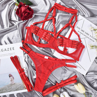 Sous-vêtements exotiques pour femmes pour la saint-valentin dentelle jarretière sangle Lingerie ruban épissage col broderie/appliques