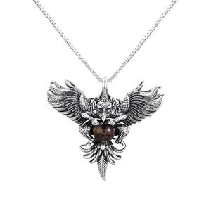 Pendentifs en argent sterling BOCAI S925 pour femmes et hommes, charme en quartz fantôme dominant qui étend ses ailes, bijoux en gros - Product Image 3