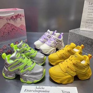 2026 New Summer European Style Dad Shoes, Color-<b>block</b> Design, Breathable Mesh Upper, Trendy Thick Sole Platform Footwear - Product Image 5