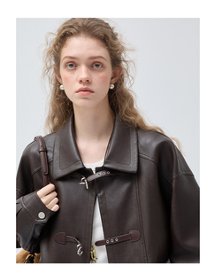 VEGA CHANG 2026 Nuova Collezione Giacca Marrone Scuro Oversize Stile Retrò con Risvolto per Donna, Abbigliamento Primaverile - Product Image 6