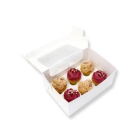 Boîte cadeau personnalisée pour cupcakes de boulangerie en gros avec fenêtre transparente pour arrangements de bouquets floraux, petites boîtes rectangulaires