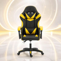 Chaise de jeu Esports en cuir PU ergonomique avec dossier haut, appui-tête, support lombaire, pivotant à 360 degrés, repose-pieds, OEM, LED RGB