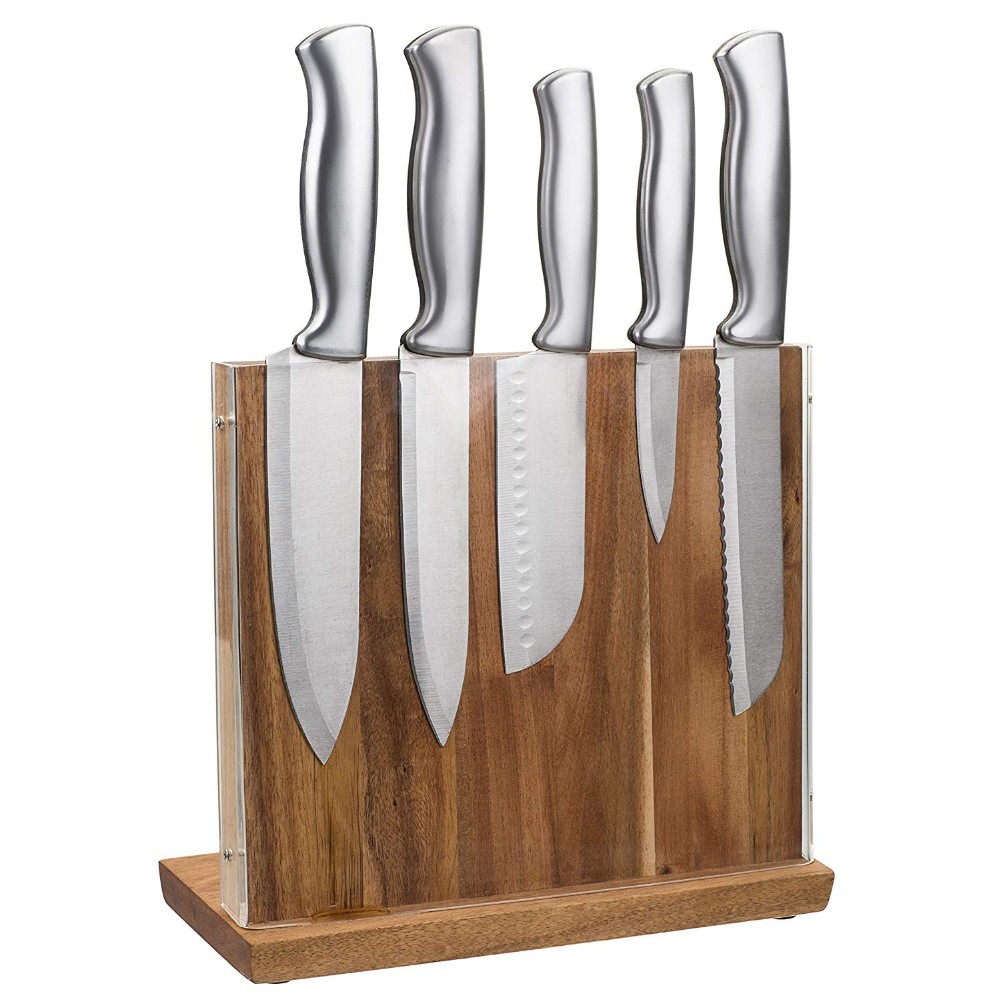 Best Universal Wooden Magnetic Knife Block Holder Organizer Clear Kitchen Utility Cleaver Knife Butcher Block