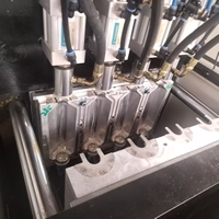 Máquina de soplado de botellas de plástico PET semiautomática de 4 cavidades 250ml-2L de capacidad Dispositivo de moldeo por soplado y estiramiento Bomba de núcleo Motor PLC