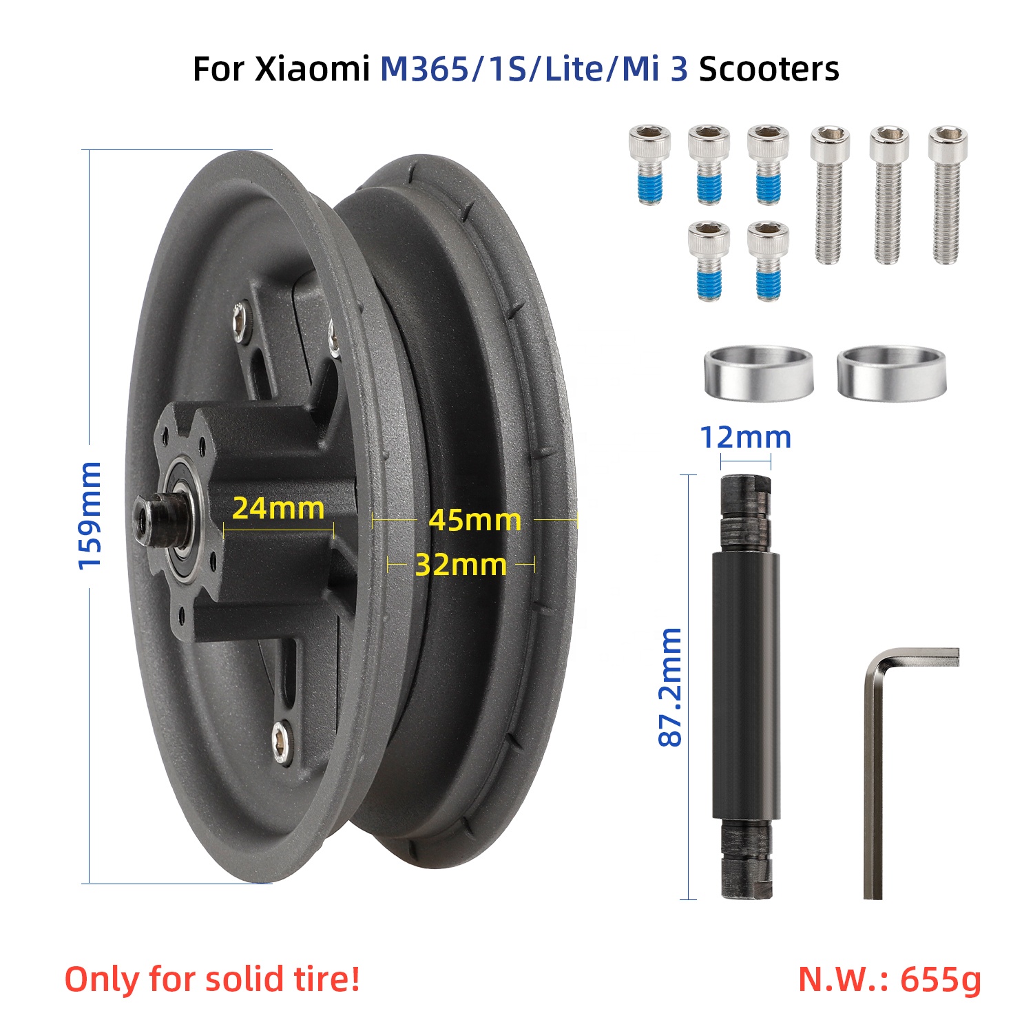 8.5-Inch Drum Brake Wheel Tire For Xiaomi M365 Electric Scooter – Rear Tire Replacement 50/75-6.1, Easy Install