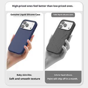 Custodia per telefono in Silicone liquido per 17/16/15promax colore solido foro sottile Design magnetico antiurto include impugnatura del telefono - Product Image 5