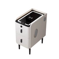 Table de chevet multifonctionnelle intelligente nordique avec chargeur sans fil sécurisé, mini-meuble, lumière audio, table de chevet étroite et fine en cuir