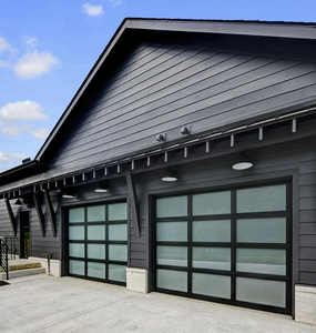 Portes de garage électriques modernes en aluminium anodisé couleur noire prix pleine vue <span class=keywords><strong>porte</strong></span> de garage <span class=keywords><strong>sectionnelle</strong></span> automatique en verre transparent - Product Image 6