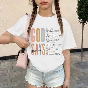 T-shirt chrétien pour femme FOXA, motif biblique « Dieu dit que tu es », en jersey de coton, coupe classique, chemise inspirante - Product Image 3