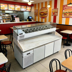 Tavolo Professionale per Preparazione <span class=keywords><strong>Pizza</strong></span> in Acciaio Inox a Doppia Temperatura Banco Refrigerato per <span class=keywords><strong>Pizza</strong></span> con Espositore in Marmo Raffreddamento ad Aria - Product Image 4