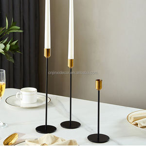 Ensemble de 3 bougeoirs dorés noirs en métal de haute qualité, design romantique pour la maison, centre de table de fête de mariage - Product Image 4