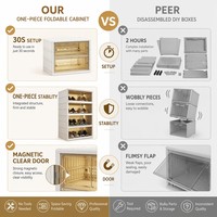Zapatero Integrado Plegable, Caja de Zapatos Apilable, Organizador de Plástico con Puertas, Zapatero de Fácil Montaje para el Hogar y el Dormitorio