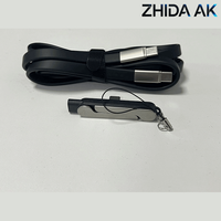 Câble plat en silicone durable tendance 2026, cordon USB-C 240W, nouveau design 2-en-1 avec support, logo personnalisé, transfert de données haute vitesse