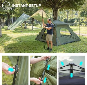 Tente instantanée imperméable <span class=keywords><strong>pour</strong></span> 3-4 personnes avec auvent, design 2-en-1 <span class=keywords><strong>pour</strong></span> le camping en famille, la randonnée en plein air, vente en gros, logo personnalisé OEM - Product Image 4