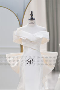 Mily mariée QD06151 hors épaule plissée détachable grand arc Train femmes robes de mariée sirène - Product Image 3