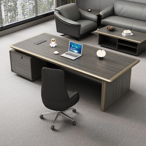 Bureau de direction moderne en bois en forme de L, convertible, de luxe, personnalisé pour PDG - Product Image 3
