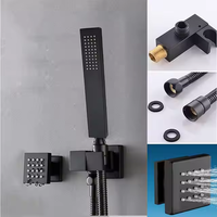 Système de douche de plafond noir pour appartement et hôtel, avec robinet de douche en céramique unique à hydromassage et diode lumineuse, en laiton poli, à jet pluie