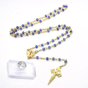 <span class=keywords><strong>Collana</strong></span> <span class=keywords><strong>di</strong></span> preghiera del <span class=keywords><strong>rosario</strong></span> cattolico in <span class=keywords><strong>oro</strong></span> <span class=keywords><strong>di</strong></span> vetro nero sfaccettato 4*6mm con Fatima pezzo centrale e crocifisso - Product Image 6