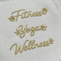Étiquettes thermocollantes en TPU souple brillant avec logo en relief/en creux 3D, finition chrome doré, pour chapeaux, motifs cœur et fleur, vente en gros