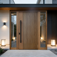 Porte d'entrée pivotante en aluminium et bois massif Grandsea, style moderne, avec vitre latérale, pour villa et maison