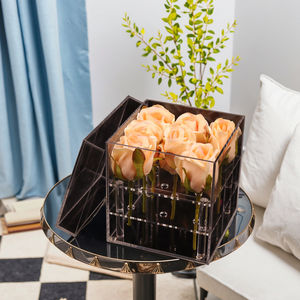 Haute qualité personnalisé luxe clair acrylique pliable Rose <span class=keywords><strong>fleur</strong></span> présentoir Portable moderne rotatif métal verre préservé - Product Image 1