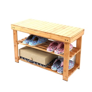 Marco de madera de bambú para zapatos, <span class=keywords><strong>Zapatero</strong></span> Vertical de 2 niveles, soporte de almacenamiento, Banco de zapatos, <span class=keywords><strong>armario</strong></span> con taburete de asiento - Product Image 1