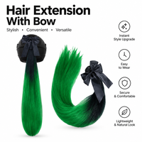 Extension de cheveux synthétiques dégradés en queue de cheval avec nœud pour casque, accessoire de coiffure pour casque de moto pour motard